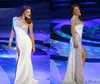 Miss Wenezuela Pageant Sukienki wieczorowe 2019 Biała osłona jedno ramię długie rękawy Side Split Crystals Seksowne suknie balowe celebrytka D6917821