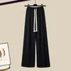 SpringSummer Set Women's 2023 Korean Retro Shirt Slim Tank Top Casual Age Reducing Wide Leg Pants Three Piece 231228