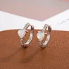 Hoop Earrings S925 Silver Needle Piercing Crystal Heart Charm Earring For Women Girls Party Wedding Jewelry Eh1119