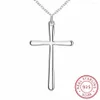 Pendant Necklaces Lekani Arrival Cool Girl Simple Cross 925 Sterling Silver Fine Jewelry Clavicle Chain N4252074