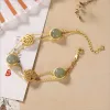 Original 14k gul guld Hetian Jade Antique Armband Creative All-Match Auspicious Fu Character Female Temperamental Brace