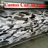 Adesivi Arctic Camo Vinile Nero bianco grigio Car Wrapping con rilascio d'aria Avvolgimenti mimetici per la neve Coperture per auto Adesivi per auto in pellicola 1,52 x