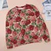 Kobiet bluz z kapturem Vintage Floral Print Kobietowy długi rękaw Eleganckie czerwone róże swobodne z kapturem w stylu ulicy nadmierny niestandardowe bluzy