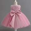 Księżniczka sukienka dla dziewcząt Dzieci Dzieci Bapty Baptyzm Ubrania Tiul Tutu Tutu Baby Girl Party Costume Flower Wedding 231228