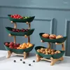 Assiettes de Table en bois 2/3 couches, support de bol à fruits et légumes de cuisine avec sols, plat cloisonné, support à gâteaux et bonbons