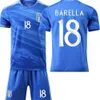 23-24 Italië Thuis nr. 6 Villati nr. 14 Chiesa nr. 18 Barrela jersey voetbaltenue