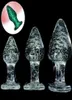 Masaż 10 cm świetliste szklane wtyczka butów Analne zabawki dla dorosłych erotyczne kryształowe biżuterię koraliki pary Dilators25284226785