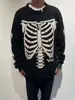 SAINT MICHAEL Joint Handmade Skeleton Embroidery Wool Blended Damaged Knitted Loose Sweater for Men and Women