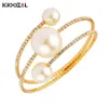 Braccialetto KIOOZOL Design insolito Tre strati Grande braccialetto di perle Micro intarsiato CZ Braccialetti per accessori gioielli da donna 2021 179 KO4287I