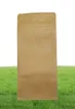 100 Pieceslot 5 Sizes Stand Up Kraft Paper Food Bags Doypack Zip lock Brown Storage Paper Bag Clear Window Bulk Food Package Bags1930574