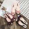 Sandaler Summer Candy Color Slingback Jelly Shoes Women Pvc Randig Bow-Tie Peep Toe Flat Mules 2023 Ladies Sandalias Sweet Trap
