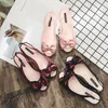 Sandali estivi color caramella slingback pattini della gelatina delle donne in pvc a righe papillon peep toe ciabatte piatte 2023 sandali da donna cinturino dolce