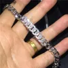 Moda Hiphop bransoletki mikro barowe 5a cZ srebrne kolory łańcuch przyjęcie ślubne bransoletka dla kobiet mężczyzn Shine biżuteria prezent 263Z