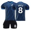 23-24 Chelsea-Auswärtsspiel Nr. 8 Enzo Nr. 7 Sterling-Trikot, schnell trocknendes Fußballtrikot-Set für Erwachsene und Kinder