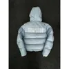 Trapstar London Dekodowany z kapturem puffer 2.0 Ice Blue Jacket Hafting Macierz z kapturem zimowy płaszcz wierzchołkowy M A C