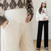 Capris Corduroy Maternity Pants Wide Leg Loose Elastic Waist Belly Pants Clothes for Pregnant Women Casual Pregnancy