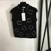 Zipper Knitted Camisole Women Luxury Summer Stand Collar T Shirt Designer Pullover Sleeveless Blouse