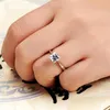 Clusterringen Vintage belofte liefde verlovingsring luxe vrouwelijke kleine vierkante steen 100% echt 925 sterling zilver bruiloft voor vrouw226z