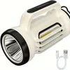 Lampes de poche rechargeables 1 pièce, projecteur LED super lumineux avec lumière double face COB, grande lampe de poche de recherche portative à 3 modes, étanche, banque d'alimentation