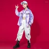 Scene Wear Kids Show Kpop Outfits Hip Hop Clothing Tie Dye Print Shirt White Streetwear Cargo Harem Pants For Girl Boy Jazz Dance Costume