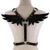 Arnês de couro goth punk corpo corrente feminina ligas cinta bondage halterneck praia colar gótico cintura ombro colar chokers2285