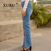 XURU Europese en Amerikaanse geborduurde slanke jeans voor dames Street Trend Made oude veelzijdige broek K76135 231228