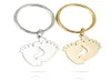 SteelGold Stainless Steel Baby Foot Key Chain Blank For Engrave Metal Baby Feet Keychain Mirror Polished Whole 10pcs4027005