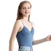 Damen Tanks Sommer Frauen Tank Tops Sexy V-Ausschnitt gepolsterte Riemen Leibchen Weste solide Cami Shirt Bluse