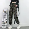 Kvinnor Pants Camouflage Women 2023 Cargo Femme Harem Streetwear Drawstring Trousers With Straps 5618