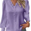 Blouses pour femmes Automne À Manches Longues Col En V Dentelle Tops Chemise Femmes Casual Blanc En Mousseline De Soie Blouse Bureau Blusas Femininas Elegantes Estilo