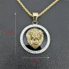 Fascino Hip Hop Ghiacciato Bling Testa di leone dorata Pendenti Collane Maschio Colore dorato 14k Catena in oro giallo Gioielli rock Regalo per gli uomini