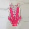 LIUHUO Personnaliser les couleurs synchronisées maillots de bain filles femmes cristaux de qualité extensible x qualité strass natation équipe Performance rose