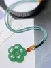 Pendant Necklaces Natural Green Jade Flower With Rope Chain Charms Necklace Women Fine Jewelry Aventurine Jades Plum Blossom Lucky Amulet