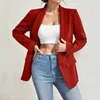 Kvinnors jackor blazer kappa vintage solid lapel kostym jacka cardigan business office lady röda toppar damer ytterkläder veste femme