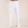 Męskie spodnie Slim Fit Hole Breaking Denim Modna odzież uliczna Solidne kolory dżinsy plus size swobodne wszechstronne spodnie