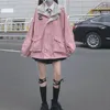 Veste streetwear punk décontractée pour femmes japonaises d'hiver poches lâches à manches longues à capuche grande taille mode veste Vintage Harajuku 231228