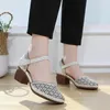 Stövlar xt retro stil sommar kvinnor sandaler utskärning andas Sandalis kvinna casual skor äkta läder tjock häl rom sandaler kvinnor