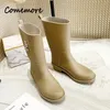 Comemore Yağmur Ayakkabıları Moda Kadınlar Su Ayakkabı Bayanlar Kauçuk Yağmur Botları Kadınlar İçin Gotli Galoshes Gumboots Rainboots 231228