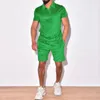 Fatos masculinos roupas de verão streetwear algodão sweatsuit conjunto casual camisa polo e shorts terno luxo 2 peça treino premium