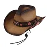 Berets Western Cowboy Hat Props Sun Summer Big Brim Straw dla mężczyzn kobiety