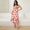 Casual Dresses In For Women Summer Bohemian Floral Dress med fickor Kort ärm Maxi Vestidos Para Mujer Formellt tillfälle