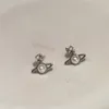 2024 Boucles d'oreilles Charm Studs Aretes Orecchini Designer West Queen Saturn Vivi 925 Silver Needle Mini Planet plein de clous de diamant Boucles d'oreilles Stereo Pearl Saturn