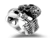 Titanium Steel Vintage Pierścień czaszki punk rock w stylu Men039s Pierścienie palców motocykl biżuterii Halloween Dekoracje nieumarłe 7237535