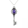 Pendant Necklaces Natural Crystal Stone Key Pendants Charoite Kunzite Lapis Lazuli Antique Silver Color Chain Necklace Women Jewelry