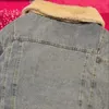 S-4xl Chaqueta vaquera de lana de cordero cálida con un solo pecho, chaqueta gruesa holgada con cuello Polol de invierno para mujer, Tops vaqueros de calle 231229