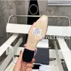 Slingback thick Sandals leather sole chunky block Heels flats Round toe High Quality Women's luxury designers wedding Dress shoes Size 35-43