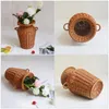 Vases Imitation Rattan Vase Flower Holder Woven Basket Storage Container Home Decor Plant Plastic