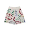 Nieuwe jacquard gebreide kleurrijke cashewbloem Amerikaanse High Street Rhude Fashion Sports Loose Quarter shorts