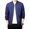 Men's Jackets Men Solid Color Jacket Regular Fit Versatile Spring/fall Stand Collar Smooth Zipper Closure Mid Length