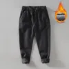 Calças masculinas outono inverno homens linho algodão leggings cintura elástica cordão casual calça bolsos corredores calças moletom streetwear